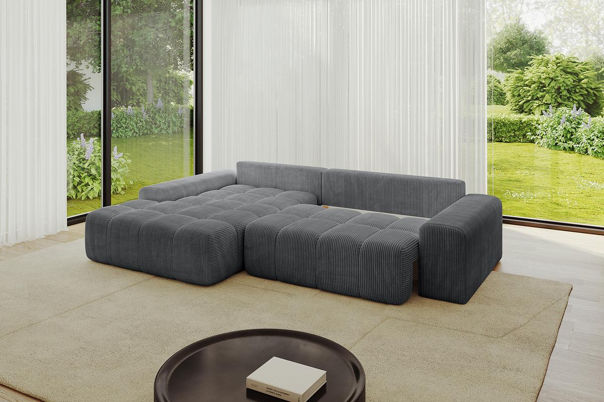 ECKSOFA Ottomane Links ENSI-L - 267x164x69 cm Dunkelgrau - Dunkelgrau, Holzwerkstoff/Kunststoff (267/164cm) - ALTDECOR