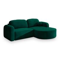 ECKSOFA AMILIA M R-S Grün Velours-Stoff mit Schlaffunktion - Grün, Holz (263/174cm) - MASSENO