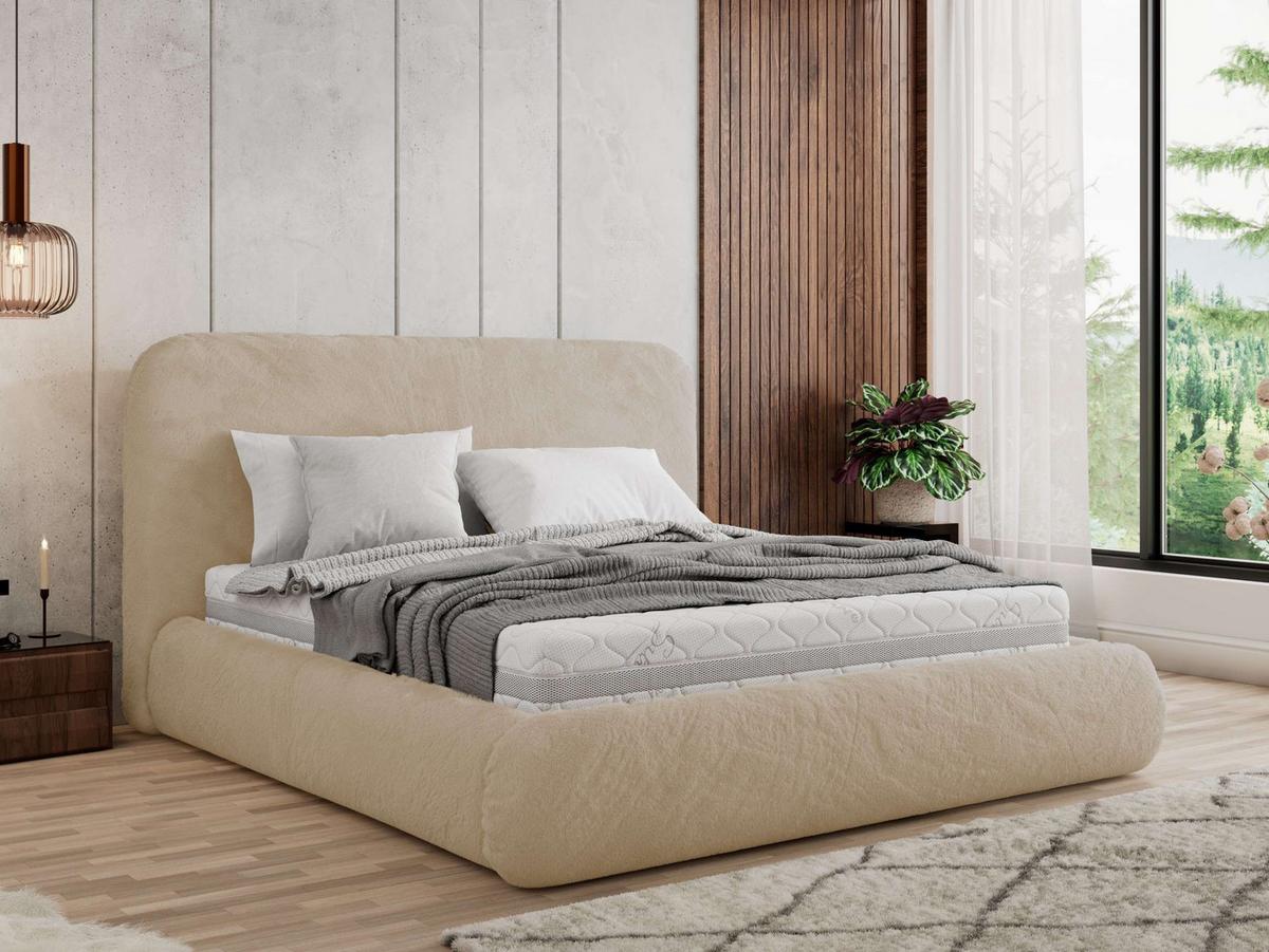 POLSTERBETT BENEA CLASSIC 140/200 - Creme Plüsch - ohne Matratze - Creme, Textil (140/200cm) - MKS