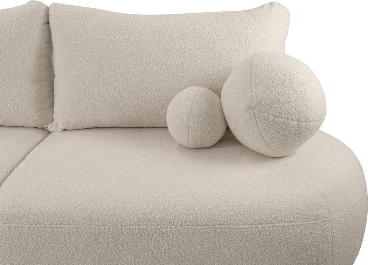SCHLAFSOFA Bolla 3-Sitzer mit Bettkasten, Camel Dunkelbeige Boucle 240/90/90 cm - Sandfarben/Schwarz, Kunststoff/Textil (240/90/90cm) - WFL GROUP