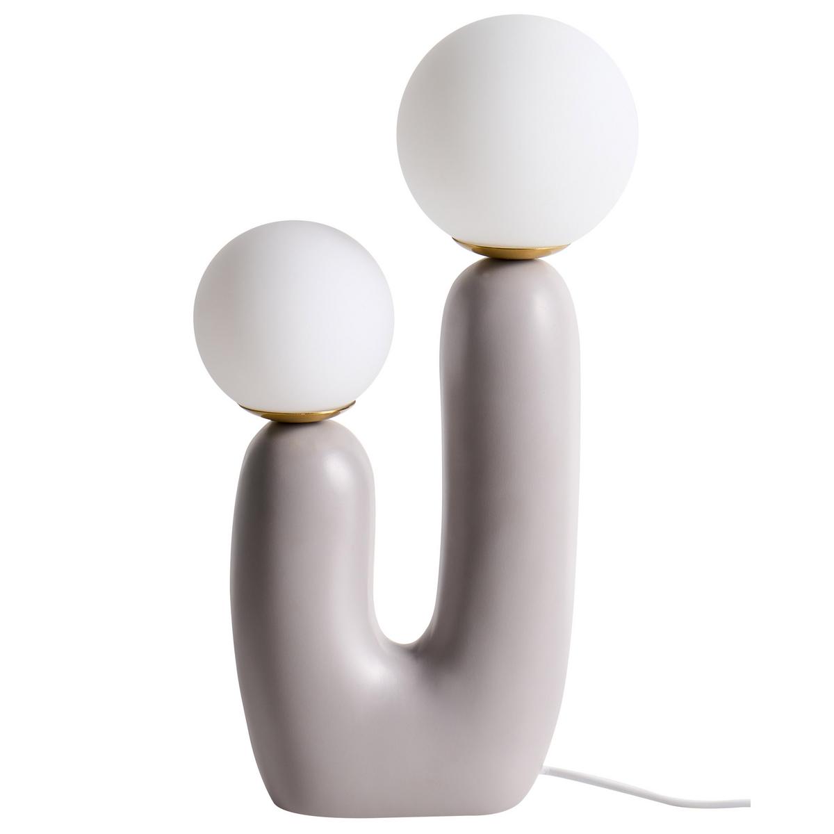 TISCHLAMPE Grau Tulun - Weiß/Grau, Kunststoff (16/16/40cm) - Beliani