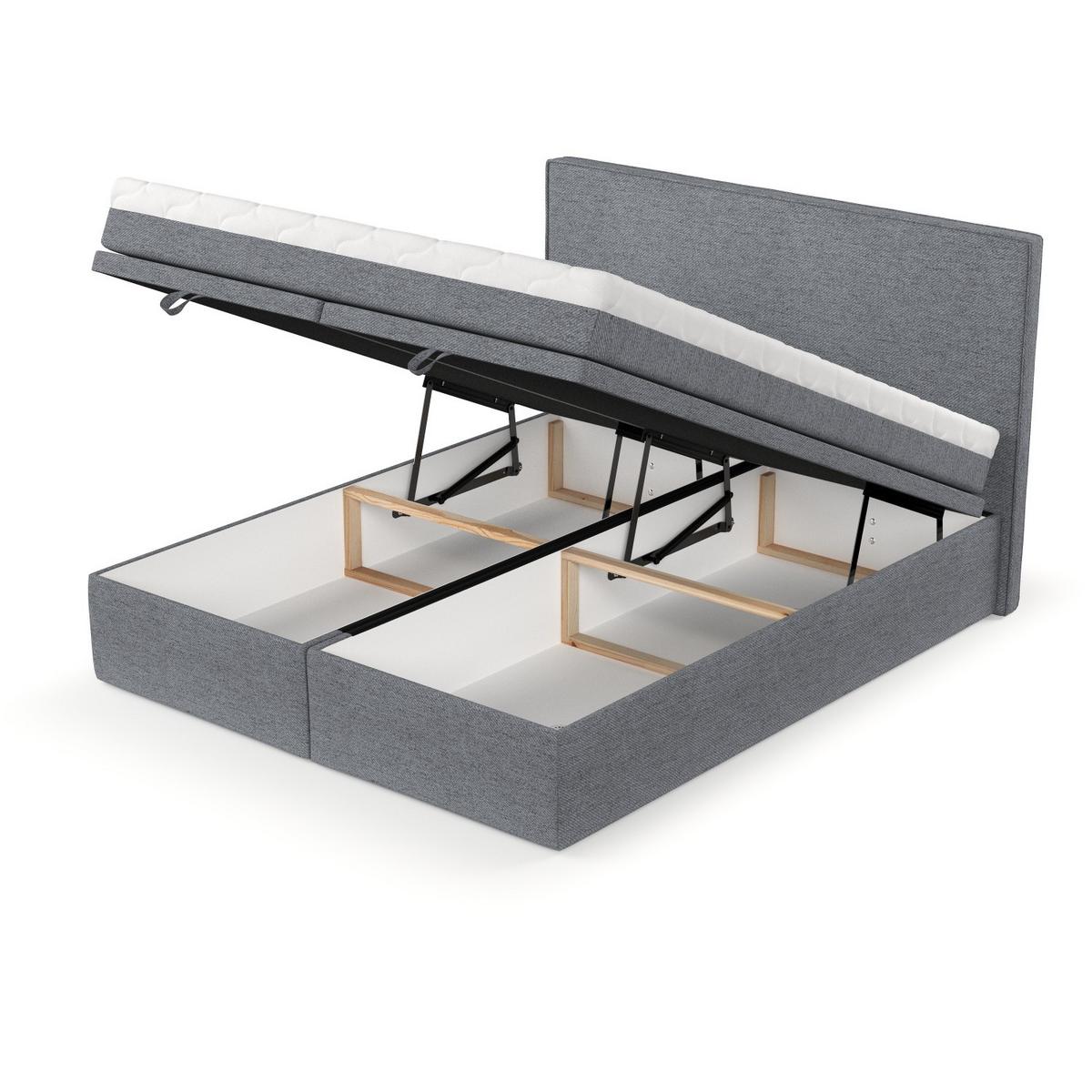 BOXBETT Zalla 160/200 cm Grau im Neve Stoff - Schwarz/Grau, Holz/Holzwerkstoff (160/200cm) - AltaBeds