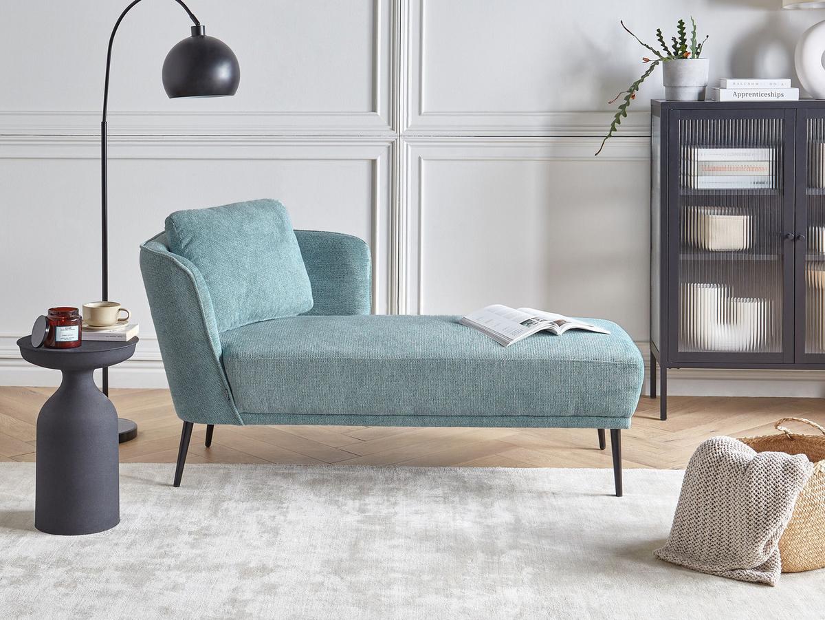 CHAISELONGUE-LINKSSEITIGE Stoff Blau Artheze - Blau/Schwarz, Textil (148/70/64cm) - Beliani