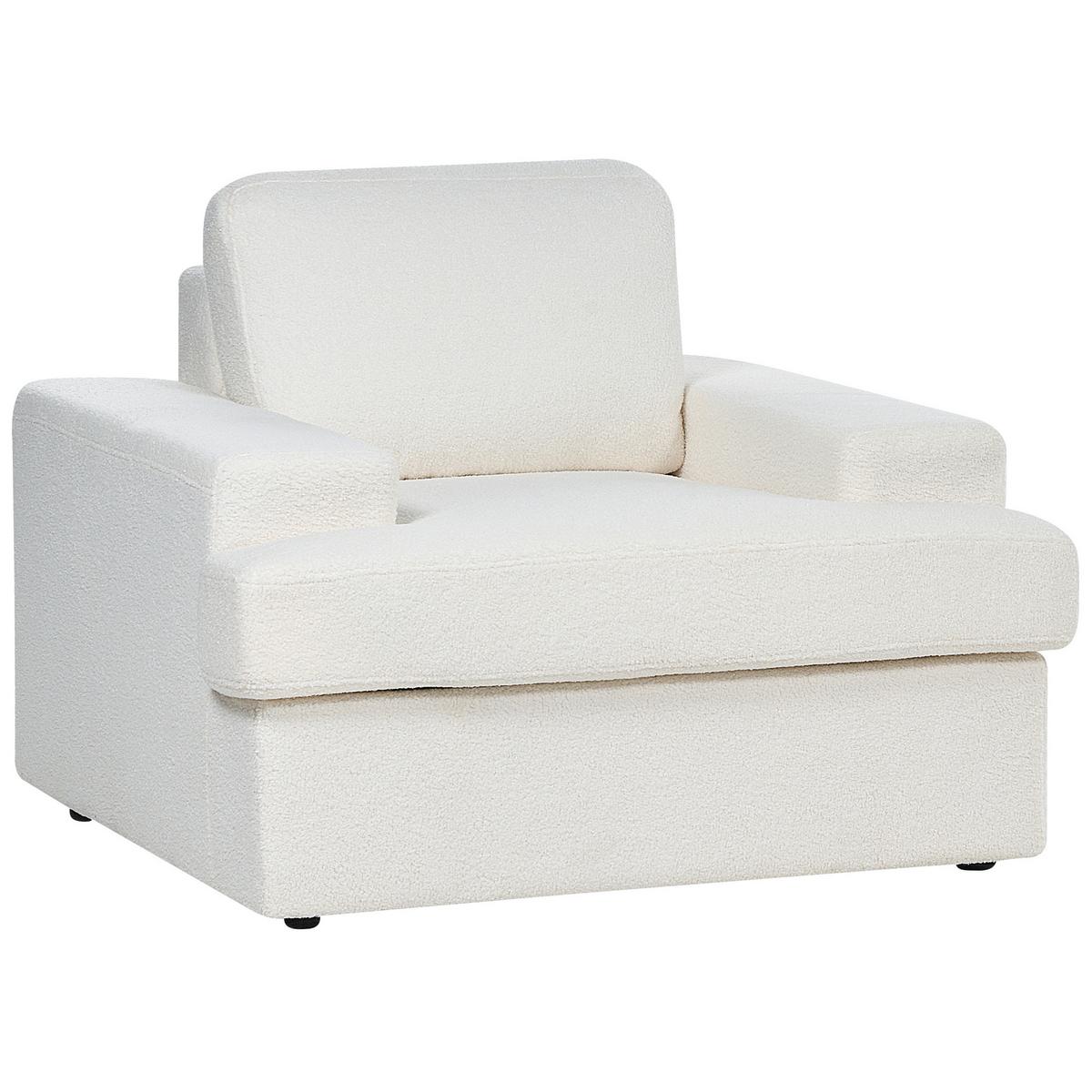 SESSEL Bouclé cremeweiß Alla - Weiß, Textil (108/85/103cm) - Beliani