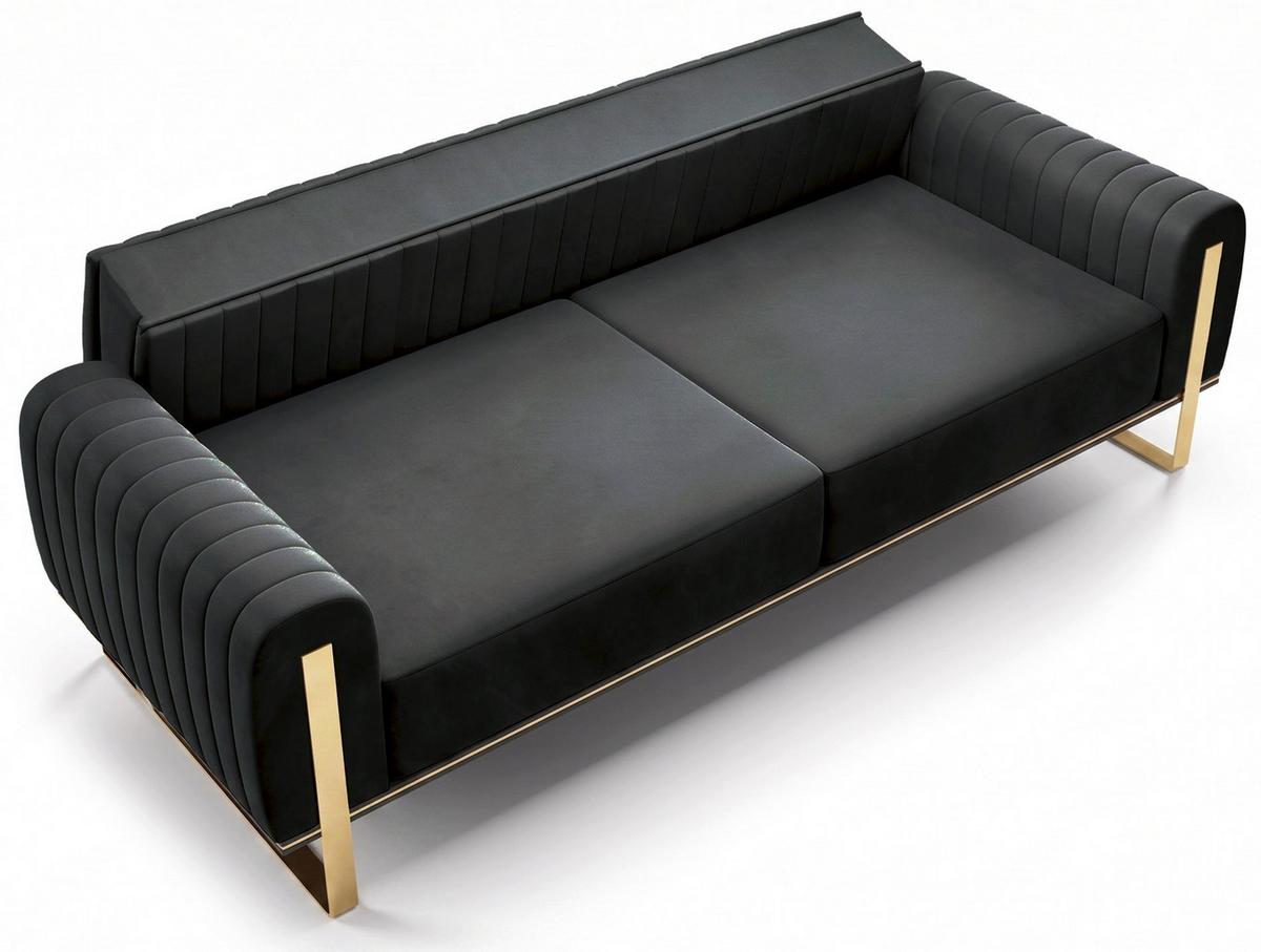 SOFA Parissa 228 cm - Goldfarben/Schwarz, Textil/Metall (228/79/92cm) - Selsey