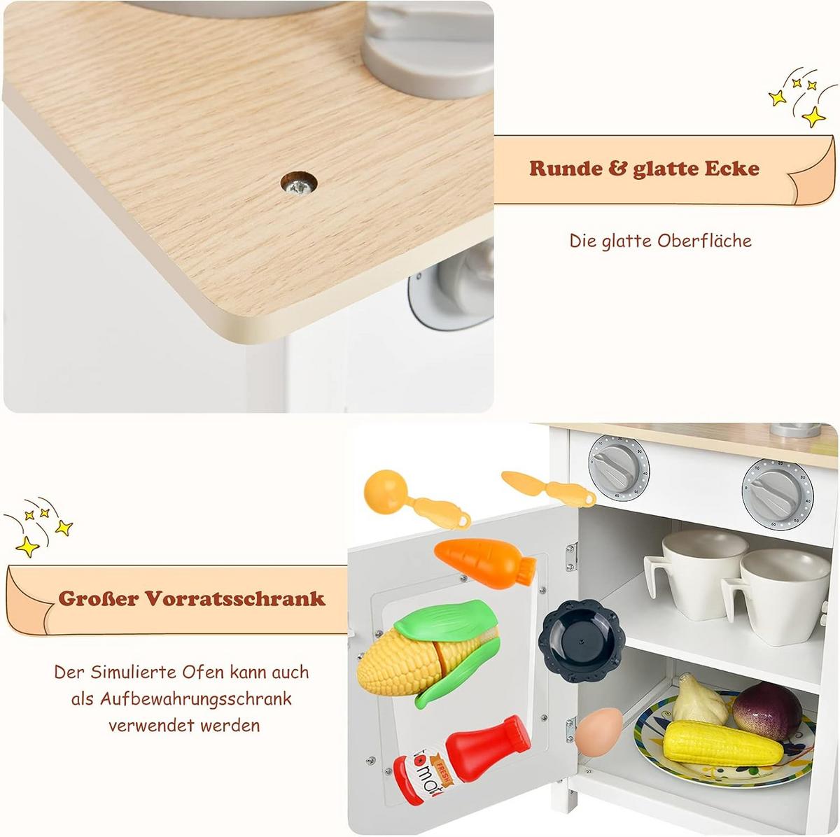 KINDERKÜCHE Spielküche Holz Weiß - Weiß, Holz (60/83/30cm) - COSTWAY