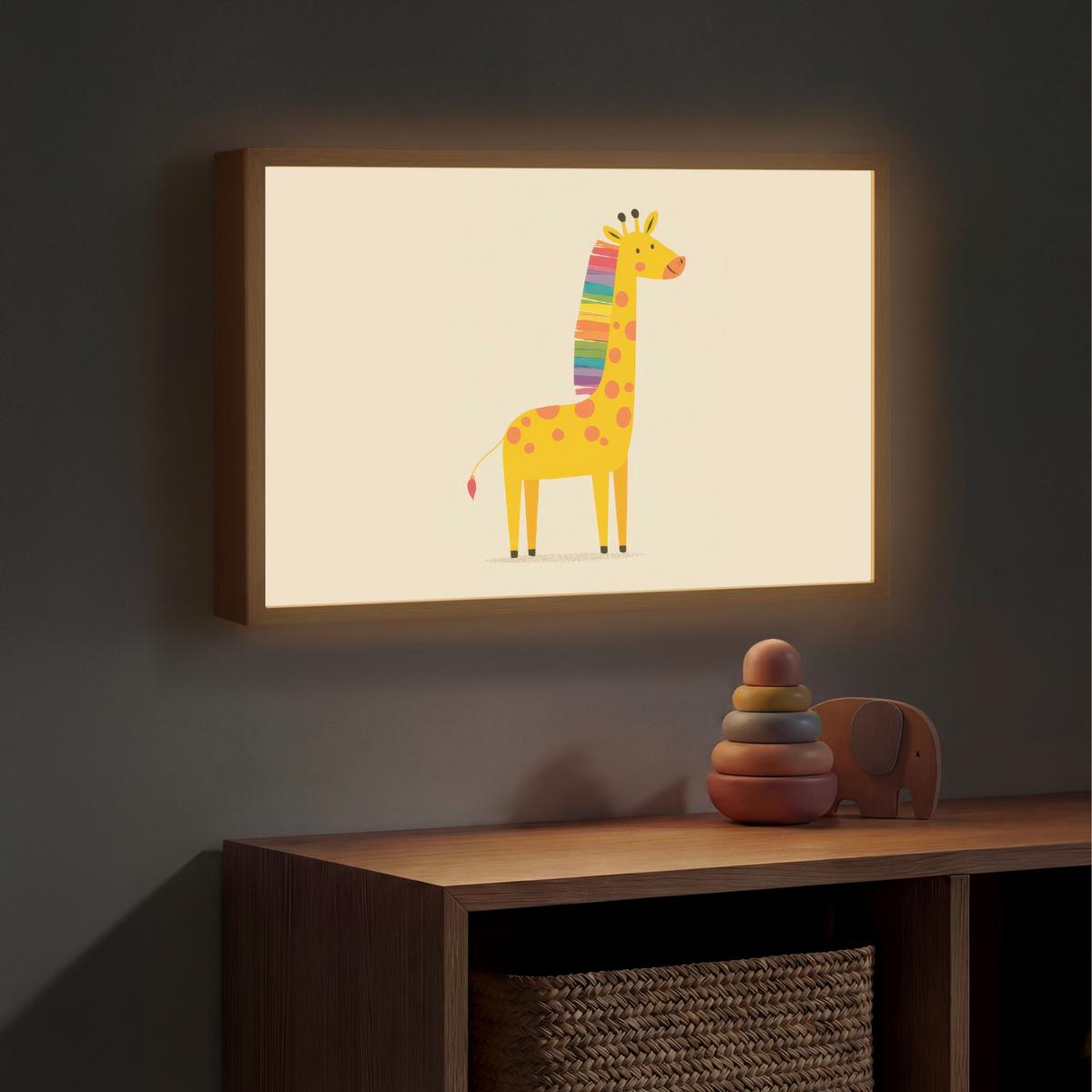 NACHTTISCHLAMPE MIT AKKU Giraffe - Regenbogenmähne - Beige 60x40 cm - Beige, Holzwerkstoff (8/60/40cm) - OnlyWow