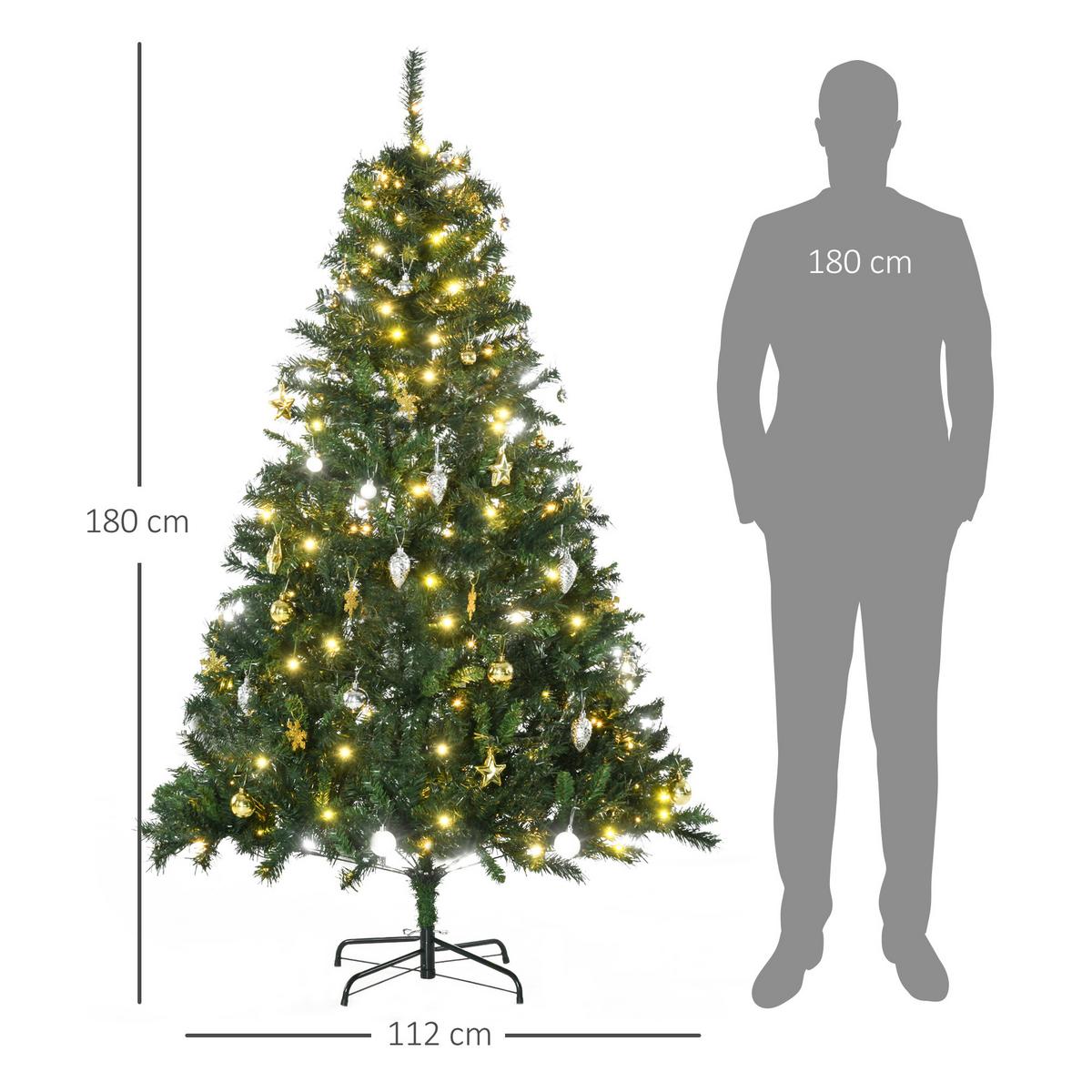 WEIHNACHTSBAUM Tannenbaum Christbaum LED Lichtfaser Baum Stern - Grün, Kunststoff/Metall (180cm) - HOMCOM