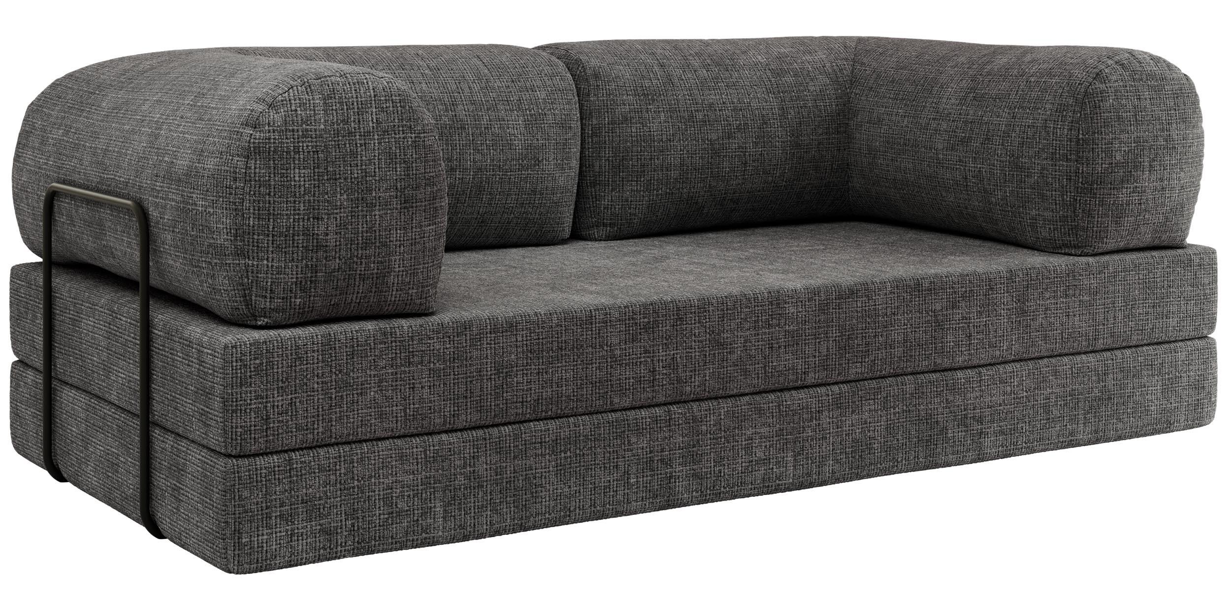 3-SITZER SOFA ORSETTO - Dunkelgrau Schenille grob gewebt - Dunkelgrau/Schwarz, Textil/Metall (200/70/100cm) - MKS