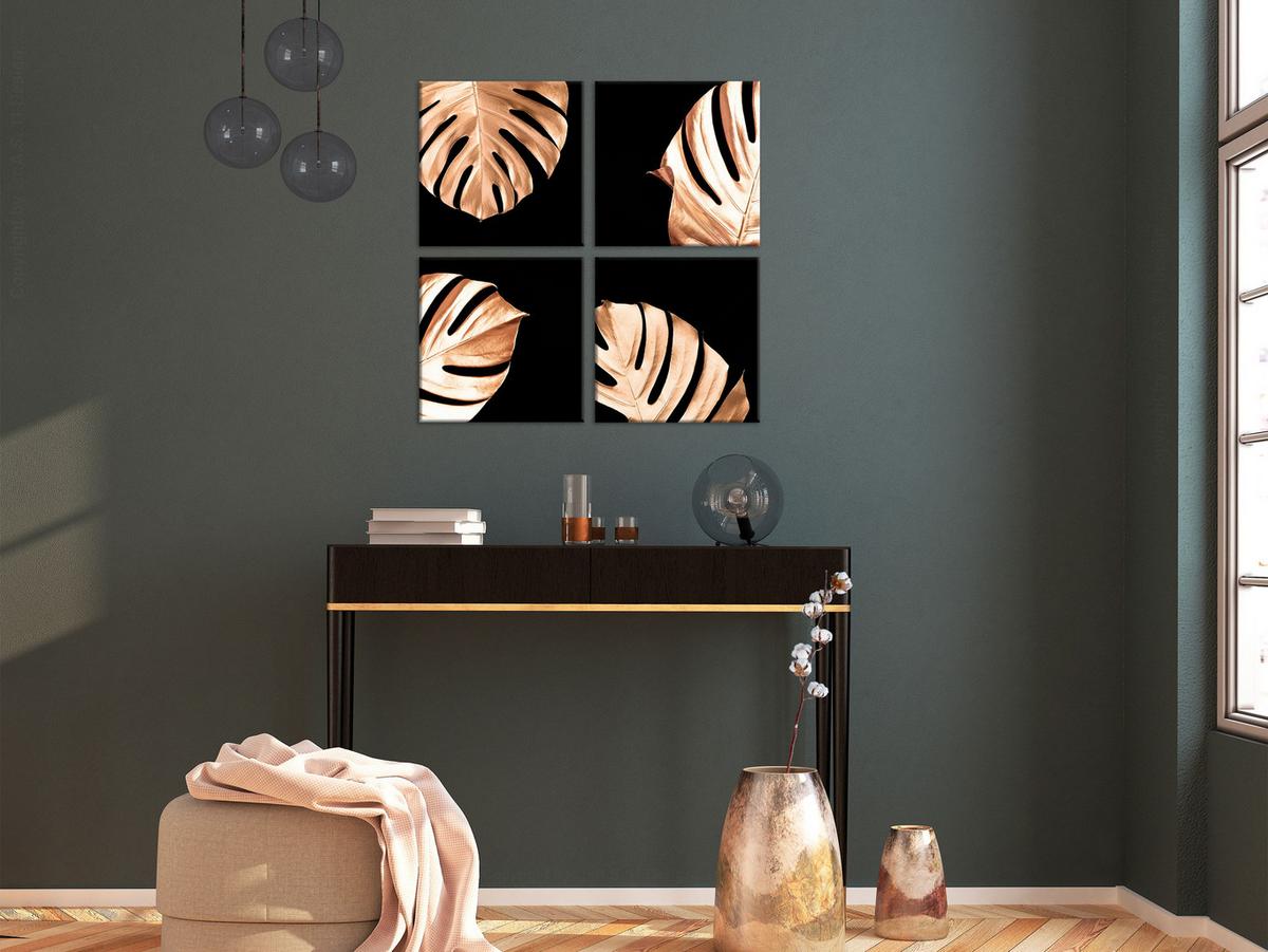 KUNSTDRUCK Schwarz 80/80 cm - Goldfarben/Schwarz, Textil (80/80cm) - KUNSTLOFT