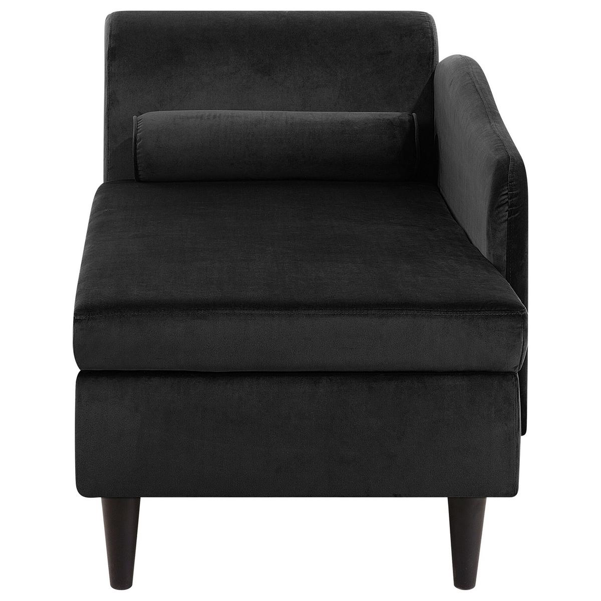 CHAISELONGUE Samtstoff schwarz linksseitig Luiro - Dunkelbraun/Schwarz, Textil (160/77/70cm) - Beliani