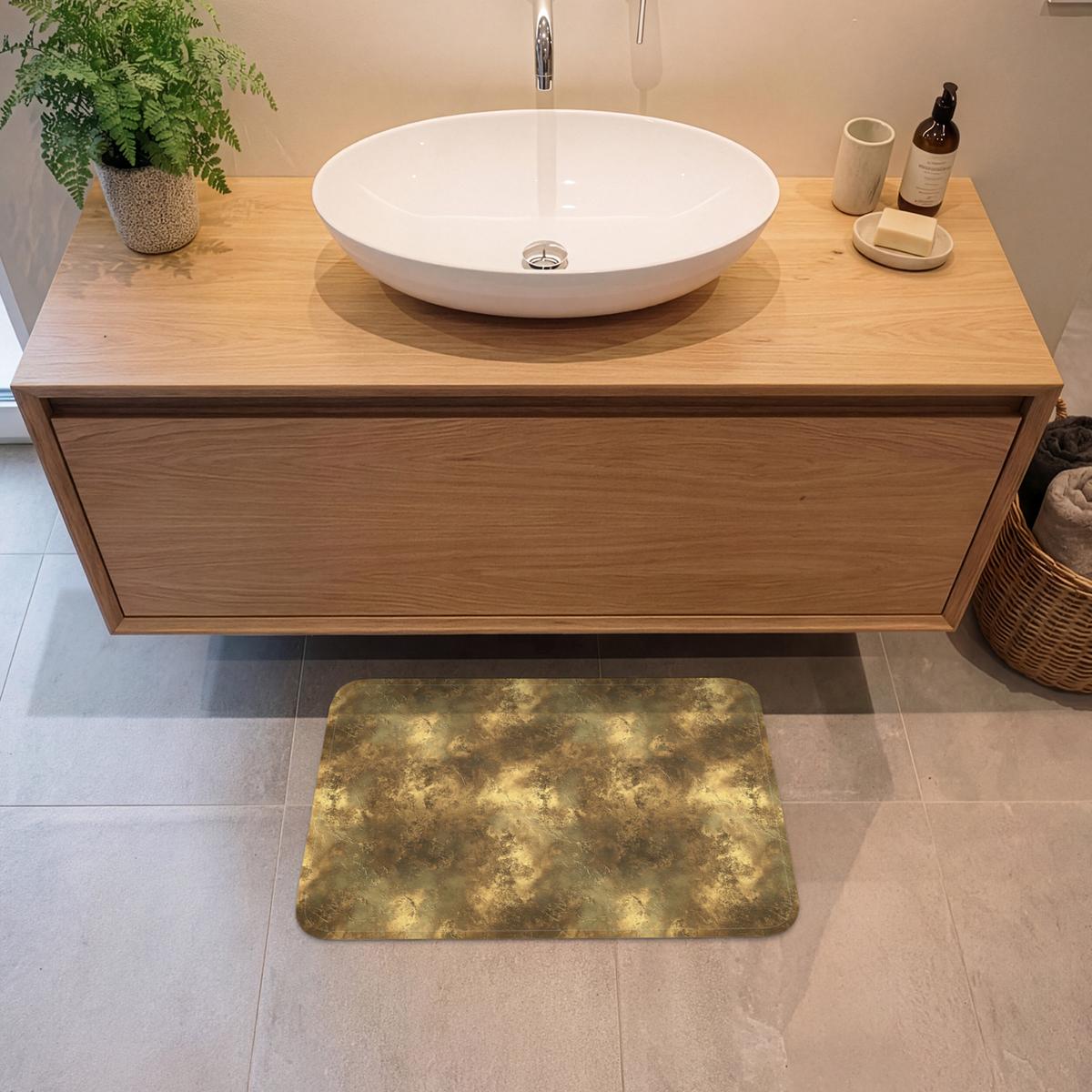 BADEMATTE Antik - Metallic-Look - Gold 60x40 cm - Goldfarben, Textil (60/40cm) - OnlyWow