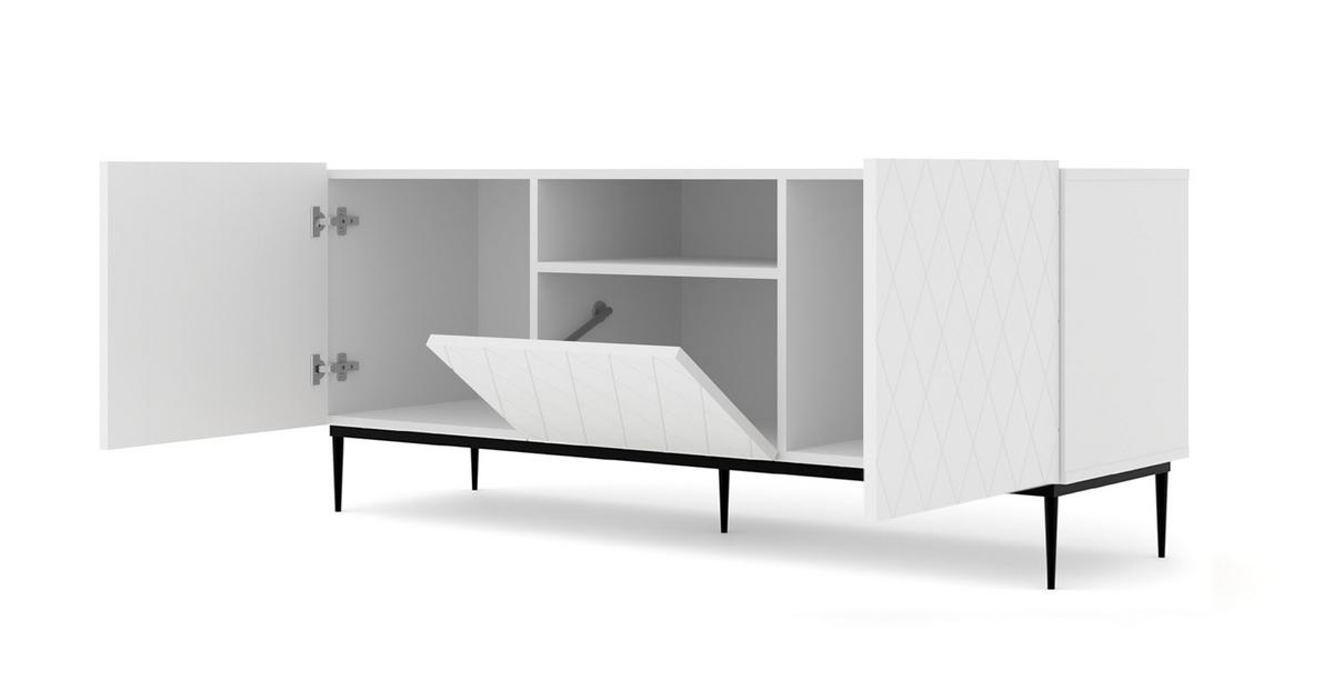 TV LOWBOARD Weiß, Schwarz 145/60/40 - Schwarz/Weiß, Holzwerkstoff (145/60/40cm) - RAUMHIRSCH FURNITURE