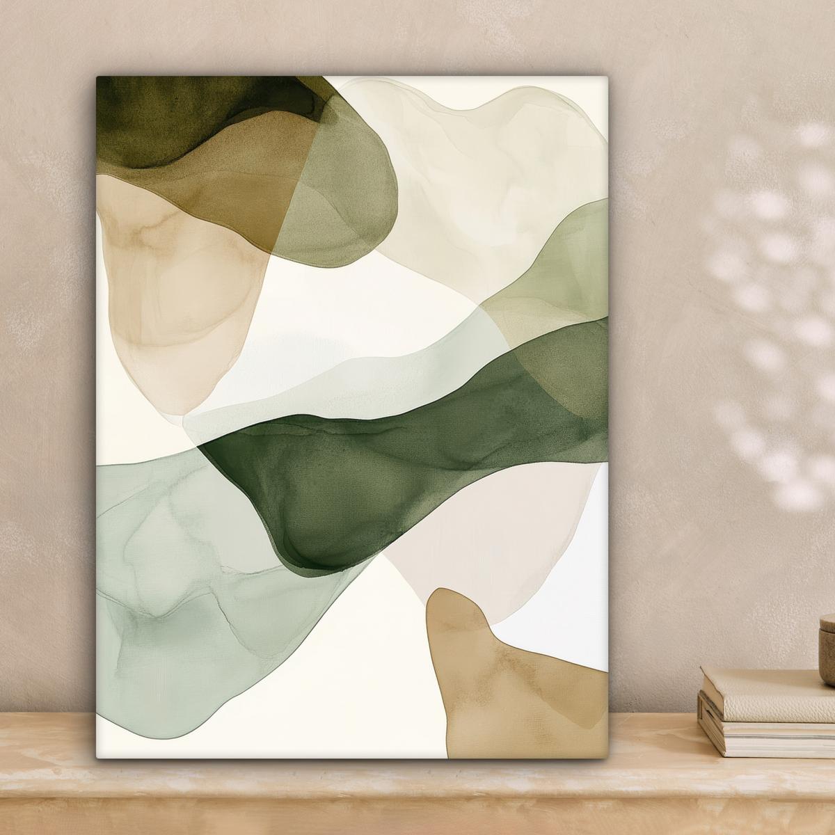 LEINWANDBILD Japandi - Abstrakt - Grün Room Decor 30x40 cm - Salbeigrün, Textil (30/40cm) - MuchoWow