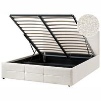 BETT mit Stauraum 140/200 Bouclé Cremeweiß Massognes - Creme, Textil (140/200cm) - Beliani