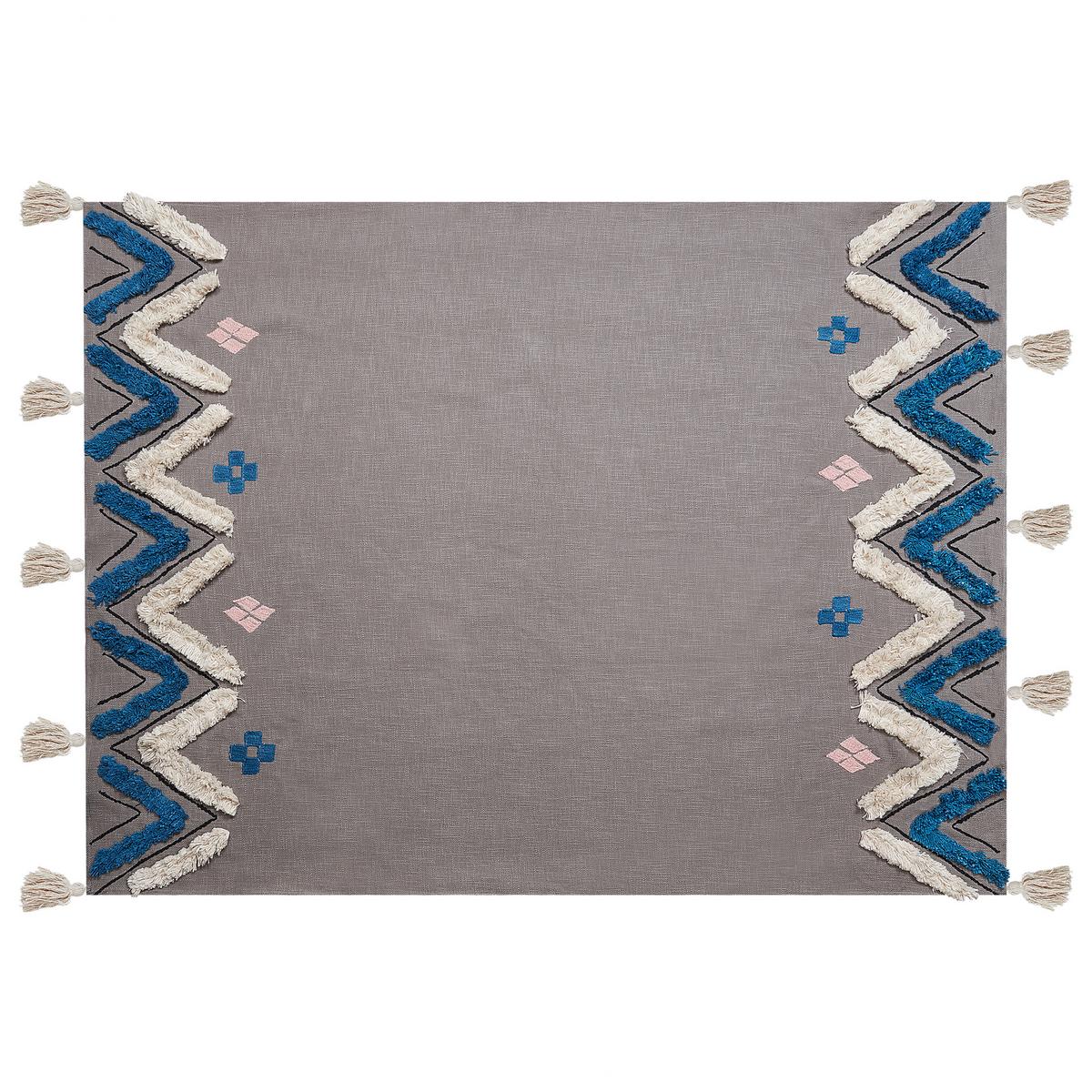 DECKE Grau Kottayam 130/180 cm - Grau, Naturmaterialien/Textil (130/180cm) - Beliani