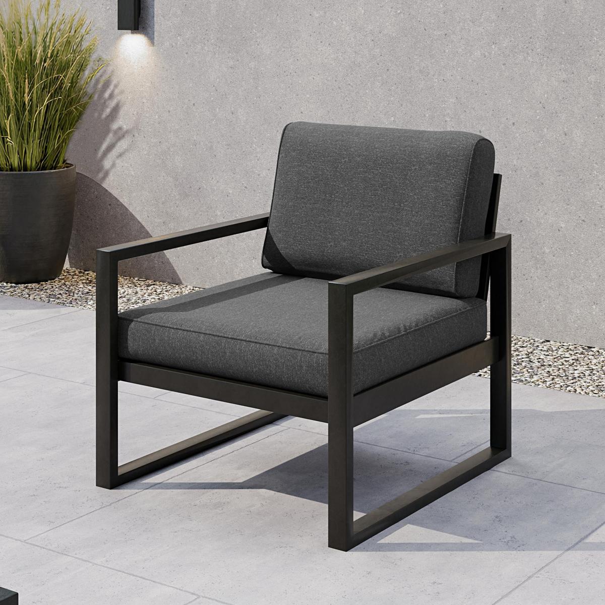 GARTENSET Stella mit Sofas und Sessel, mit Metallrahmen, Dunkelgrau - Dunkelgrau, Metall - Beautysofa
