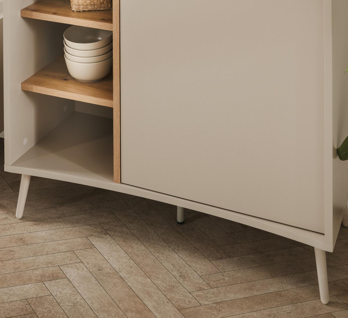 HIGHBOARD Kaschmir, Eiche Artisan 90 x 140 cm, Kommode mit Push-to-Open - Kaschmir/Eiche Artisan, Holzwerkstoff (90/140/37.5cm) - Furn.Design
