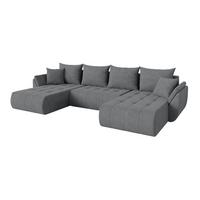 WOHNLANDSCHAFT mit Schlaffunktion und Bettkasten TOKO-U 378x194x86 Grau Velours - Taupe/Schwarz, Holzwerkstoff/Kunststoff (378/86/194cm) - ALTDECOR