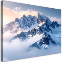 LEINWANDBILD Berge Winter Landschaft Natur 100x70cm - Weiß, Textil (100/70cm) - Feeby