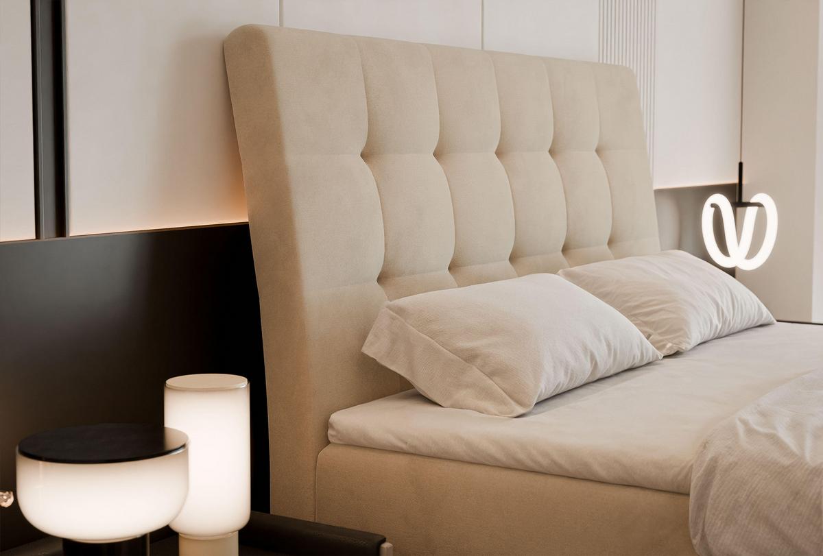 BOXBETT 180x200 cm mit Topper - Creme, Textil (180/200cm) - Idohome