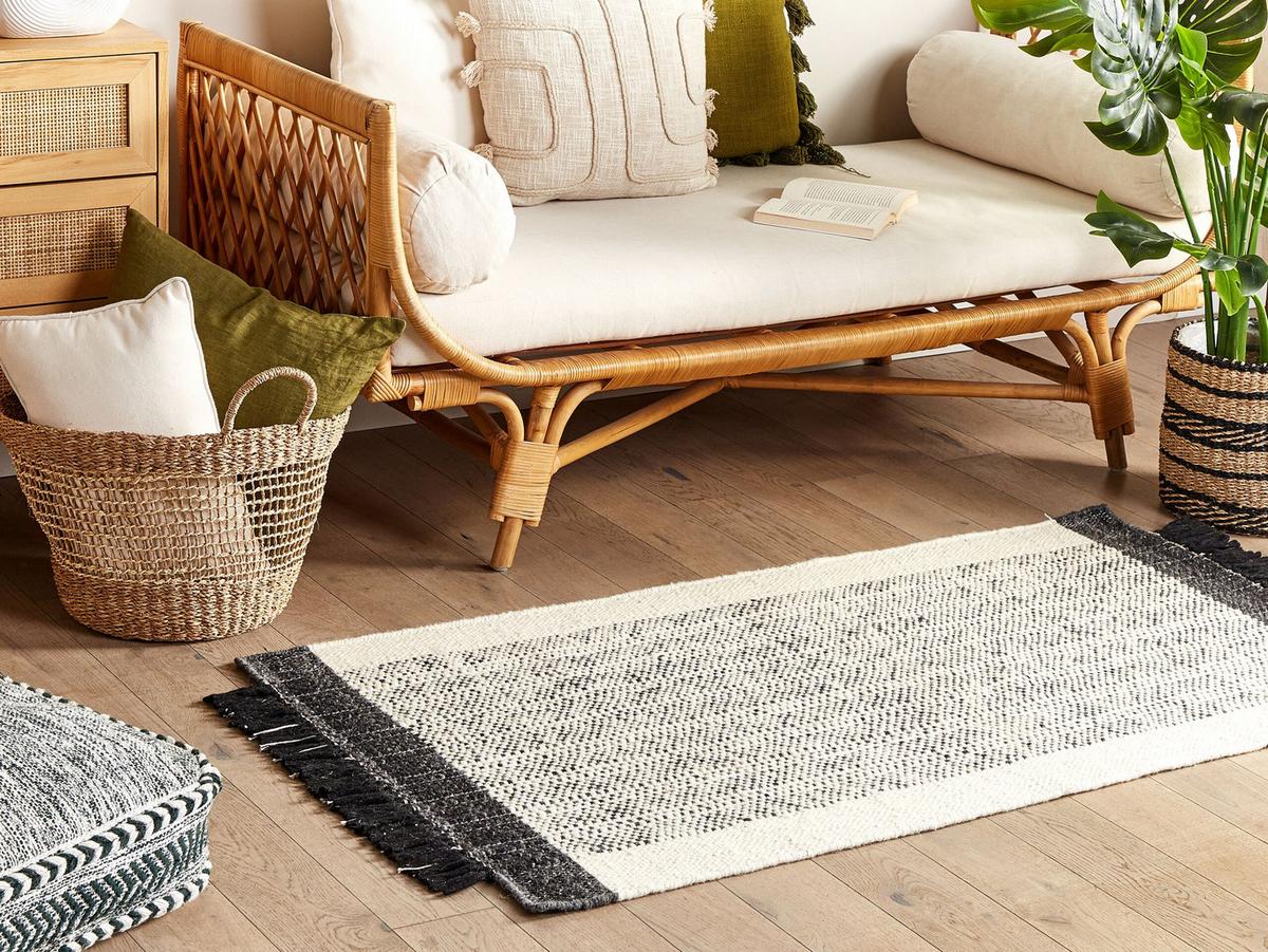 TEPPICH geflochten Ketenli 150/80 cm - Weiß, Textil (80/150cm) - Beliani