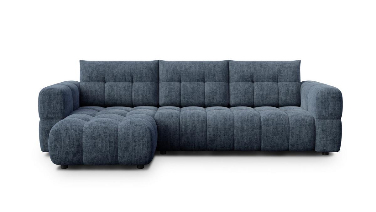ECKSOFA CLOUDI 4-Sitzer links, marineblau - Blau/Schwarz, Holz/Textil (294/160cm) - Wozimo
