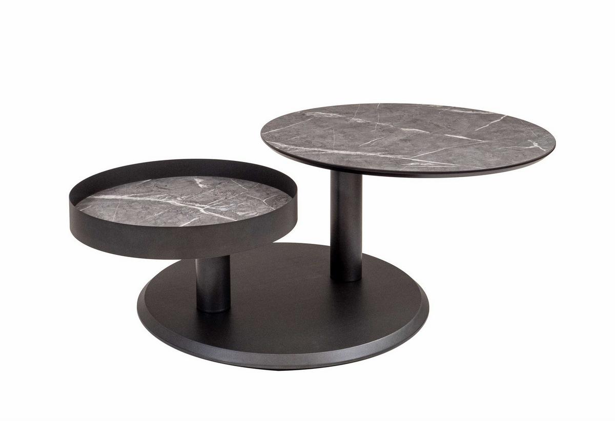 COUCHTISCH mit drehbarer Tischplatte Codie 75x43x75 HPL Schwarz/Grau - Grau, Holzwerkstoff (75/75/75cm) - 58aufmkessel
