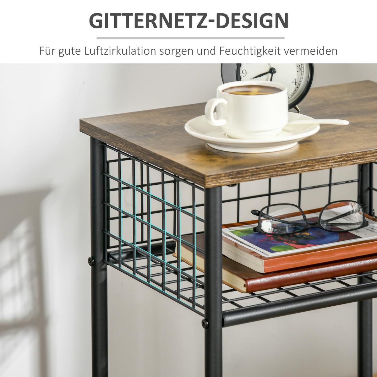 KÜCHENWAGEN, Spanplatte, Stahl, Rustikal-Braun - Braun, Kunststoff (30/62/40cm) - HOMCOM