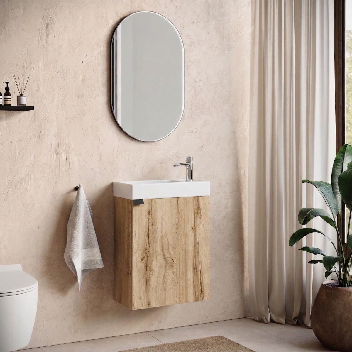 GÄSTE-WC-MÖBELSET Keno 2 Teile Eiche – 50 x 23 x 60cm - Eichefarben, Holz (50/60/23cm) - Badplaats