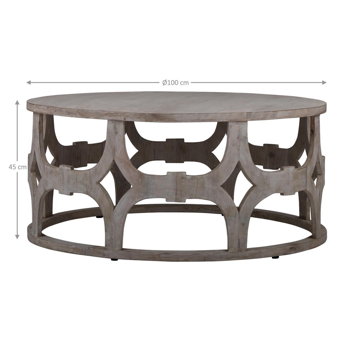 COUCHTISCH Ø100x45 cm rund Natur handgefertigt aus Mangoholz - Naturfarben, Holz (100/100/45cm) - WOMO-DESIGN