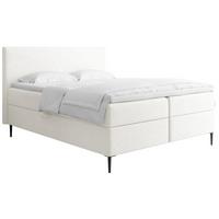 BOXBETT Alba Rise mit Bettkasten, Weiß Chenille 180x200 cm – inkl. H4 Taschenfederkern Matratze & Foam Topper - Schwarz/Weiß, Holz/Textil (180/200cm) - WFL GROUP