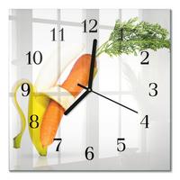 WANDUHR aus Glas 30x30 cm - Karotten und Bananen - Orange, Glas (30/30/0.4cm) - TULUP