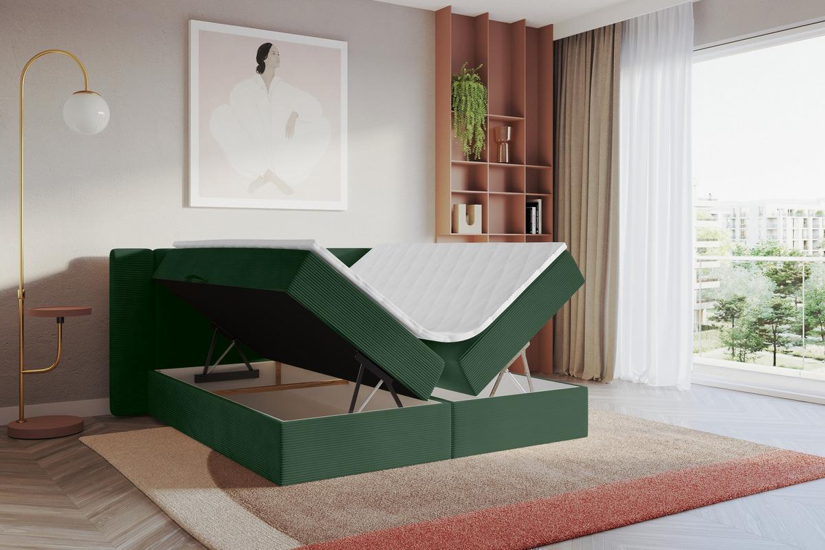 BOXBETT mit Matratze H4 - EVON - 180x200 cm Grün - Grün, Holzwerkstoff (180/200cm) - ALTDECOR