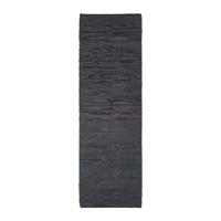 LEDER-TEPPICHLÄUFER Denver gewebt 66/200 cm - Schwarz, Leder (66/200cm) - Homescapes