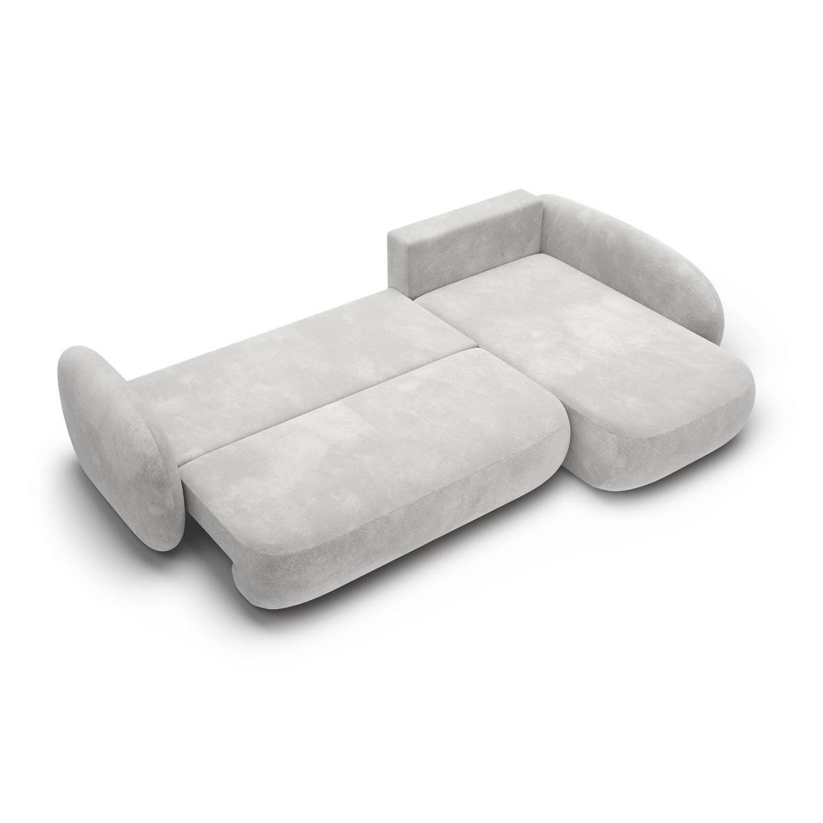 ECKSOFA AMICO II R-S Hellgrau Geflochtener Stoff mit Schlaffunktion - Hellgrau, Holz (289/190cm) - MASSENO