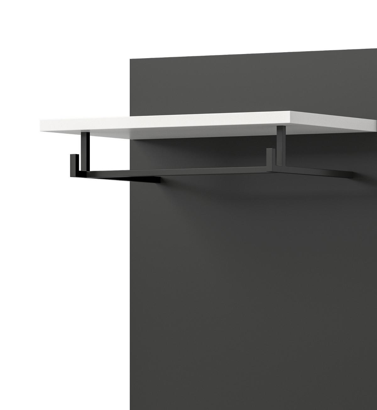 GARDEROBENPANEEL in grau, weiß, Wandgarderobe 45 x 165 cm, Cooper - Weiß/Grau, Holzwerkstoff/Metall (45/165/29cm) - Inn.Furn