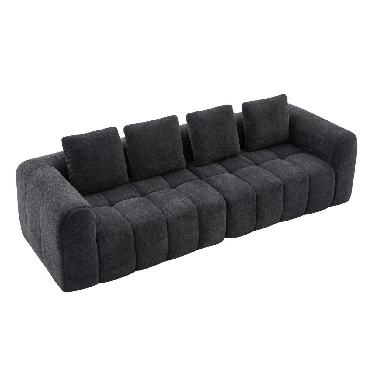 4-SITZER SOFA Modulares Dunkelgrau Samtstoff 260cm Montagefrei - Dunkelgrau, Textil (260/70/95.5cm) - Urban Meuble