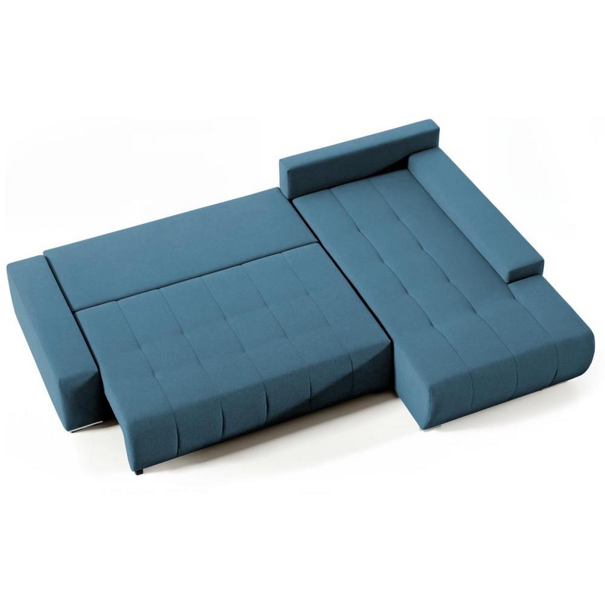 ECKSOFA Draco L blau rechts - Blau/Chromfarben, Textil/Metall (267/186cm) - Beautysofa