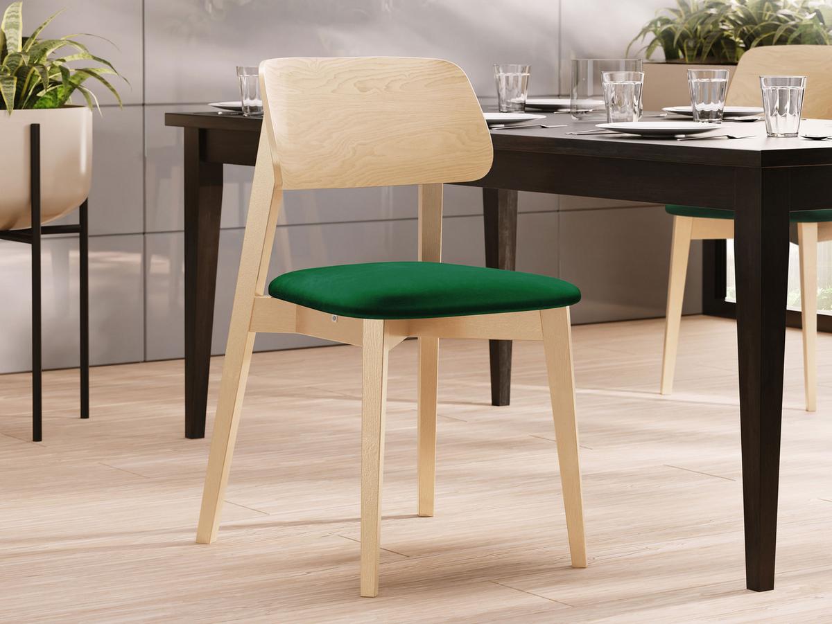WOHNZIMMER STUHL KT63, Holzfarbe: Buche - Buchefarben/Grün, Holz/Textil (47/80/49cm) - MIRJAN24
