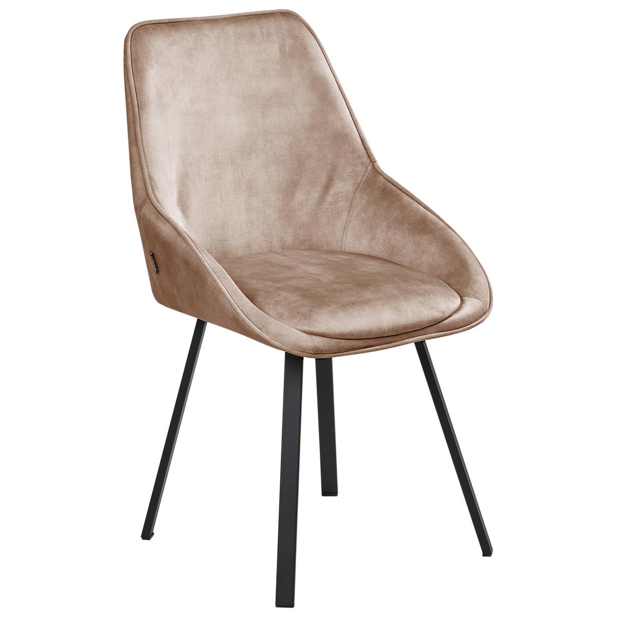 ESSZIMMERSTUHL 2er-Set drehbar Samtstoff Beige Terlton - Beige, Textil (52/89/54cm) - Beliani
