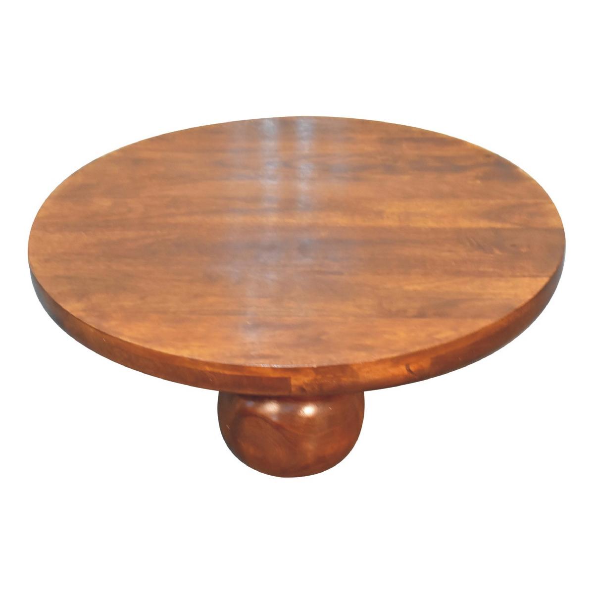 CENTRAL Ball Tisch im Kastanienholz-Finish - Kastanienfarben/Messingfarben, Holz/Metall (80/80/23cm) - Artisan Furniture