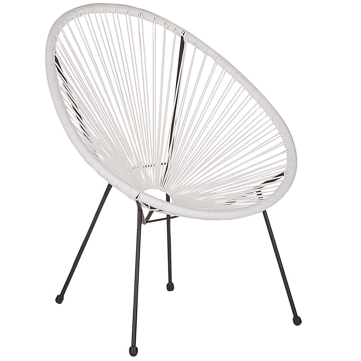 RATTANSTUHL 2er-SET Kunststoff weiß 70 cm Acapulco II - Schwarz/Weiß, Kunststoff (70/87/90cm) - Beliani