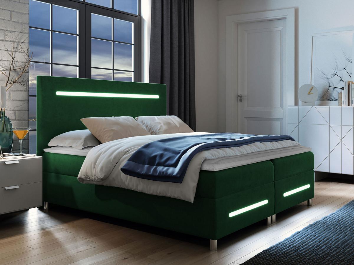 BOXBETT Enter LED - H3 - Smaragdgrün, Holz (180/200cm) - MIRJAN24