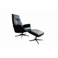 RELAXSESSEL JOSIANE Schwarz Leder Relaxfunktion - Schwarz, Leder/Metall (78/107/87cm) - KAWOLA