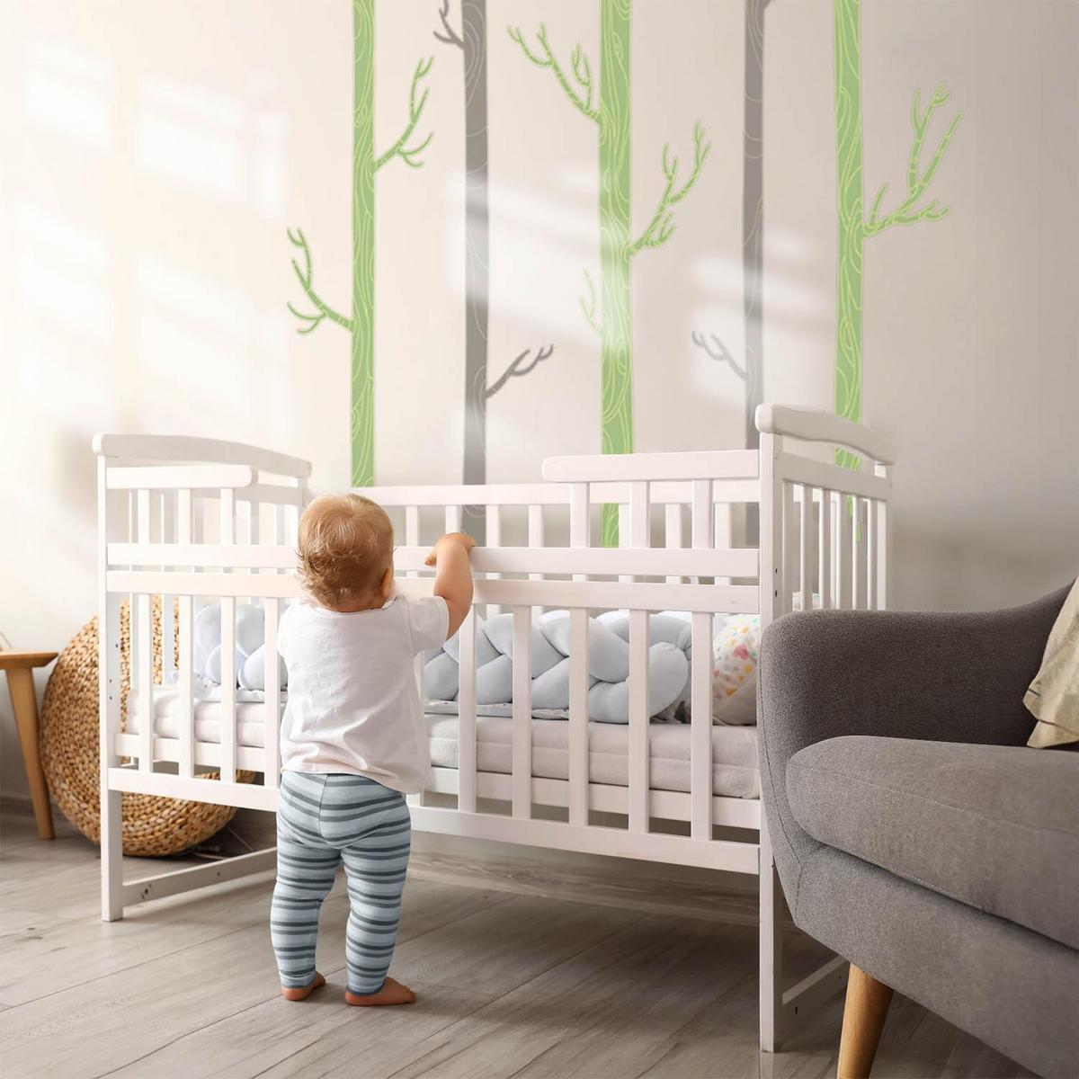 WANDAUFKLEBER 100x145cm - Pastellfarbener Wald - Multicolor, Kunststoff (100/145/0.1cm) - Wallfluent