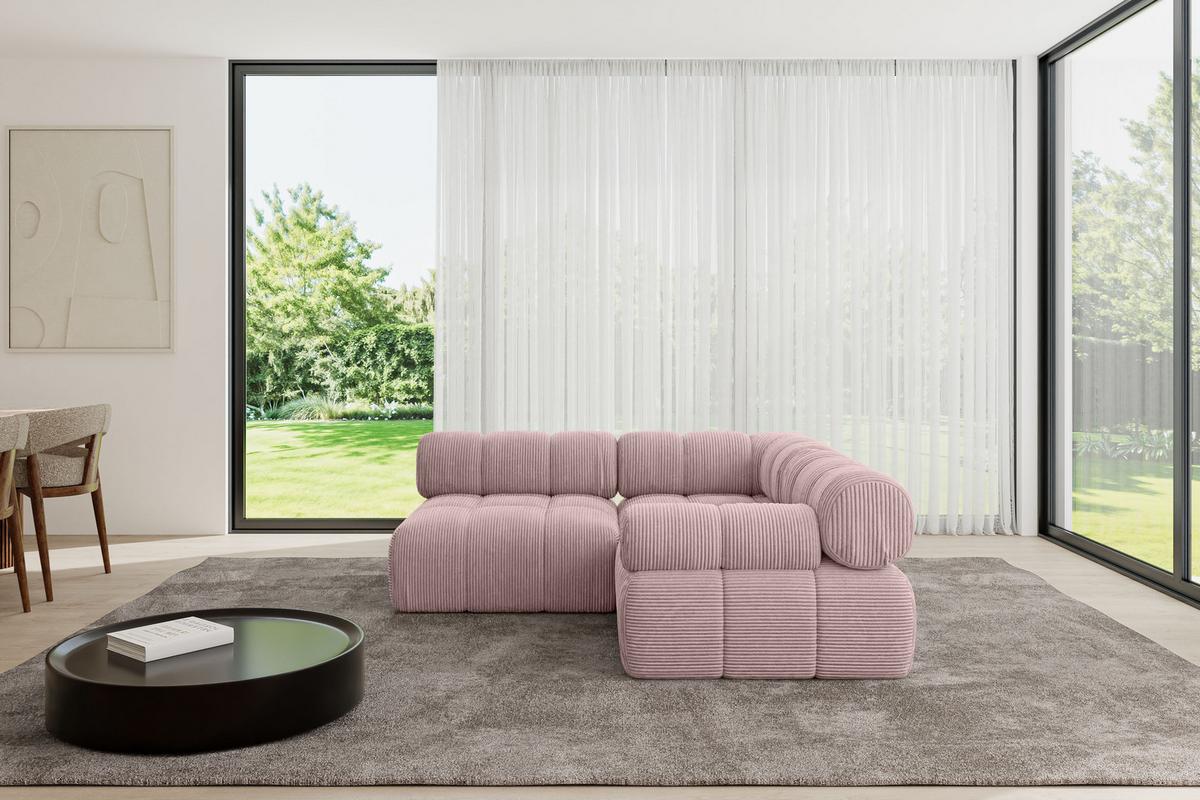 ECKSOFA modulares Sofa Mende-L1 - 190x190x70 cm Rosa Cord - Rosa, Holzwerkstoff/Textil (190/190cm) - ALTDECOR