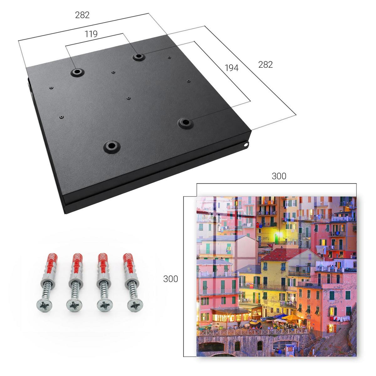 SCHLÜSSELBOX Schwarz 30x30 cm- Türöffnung nach rechts - Farben der Stadt - Gelb, Metall (30/30/5cm) - TULUP