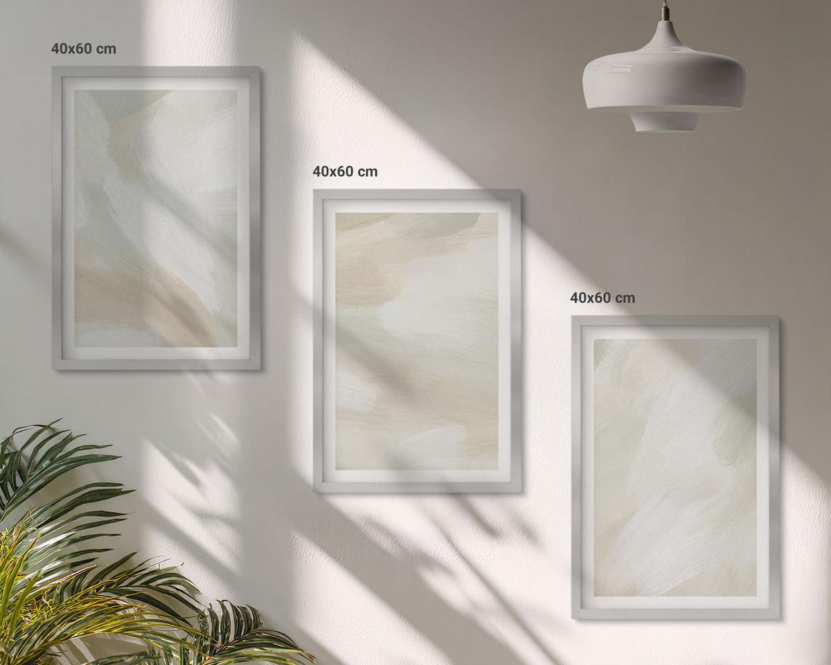 BILDER SET 3er Set - 40x60 cm Silberner Rahmen - Minimalismus der Farbstruktur - Silberfarben, Kunststoff (40/60cm) - TULUP