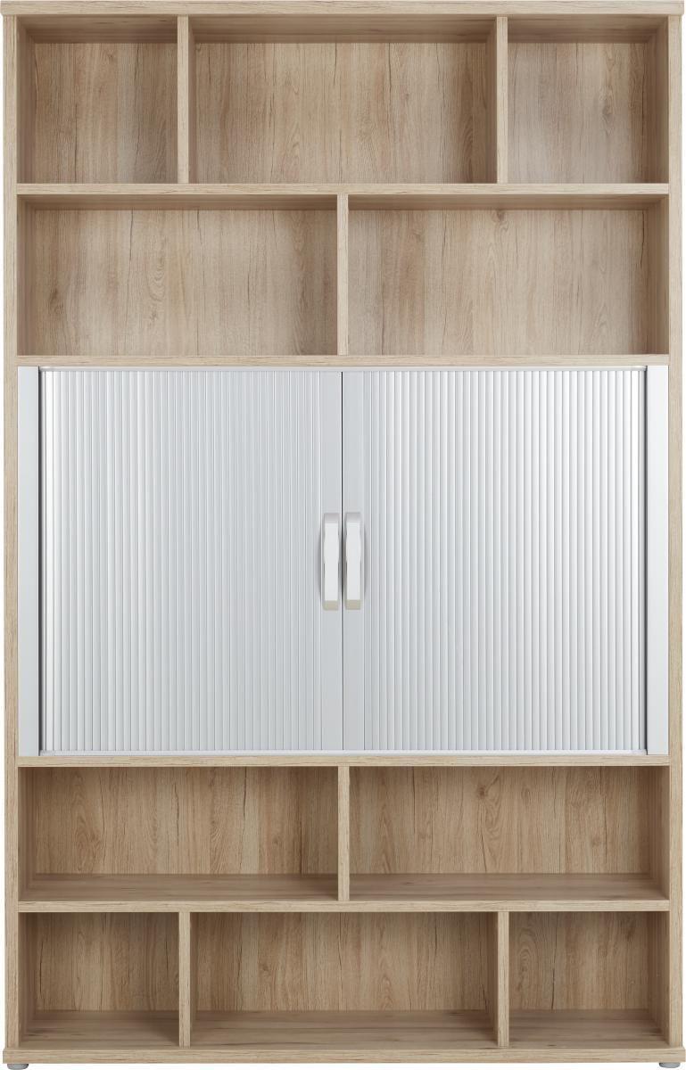 Kombinacija Regalov Ducato - barve nerjavečega jekla/barve hrasta, Moderno, kovina/umetna masa (140/217/40cm) - Premium Living